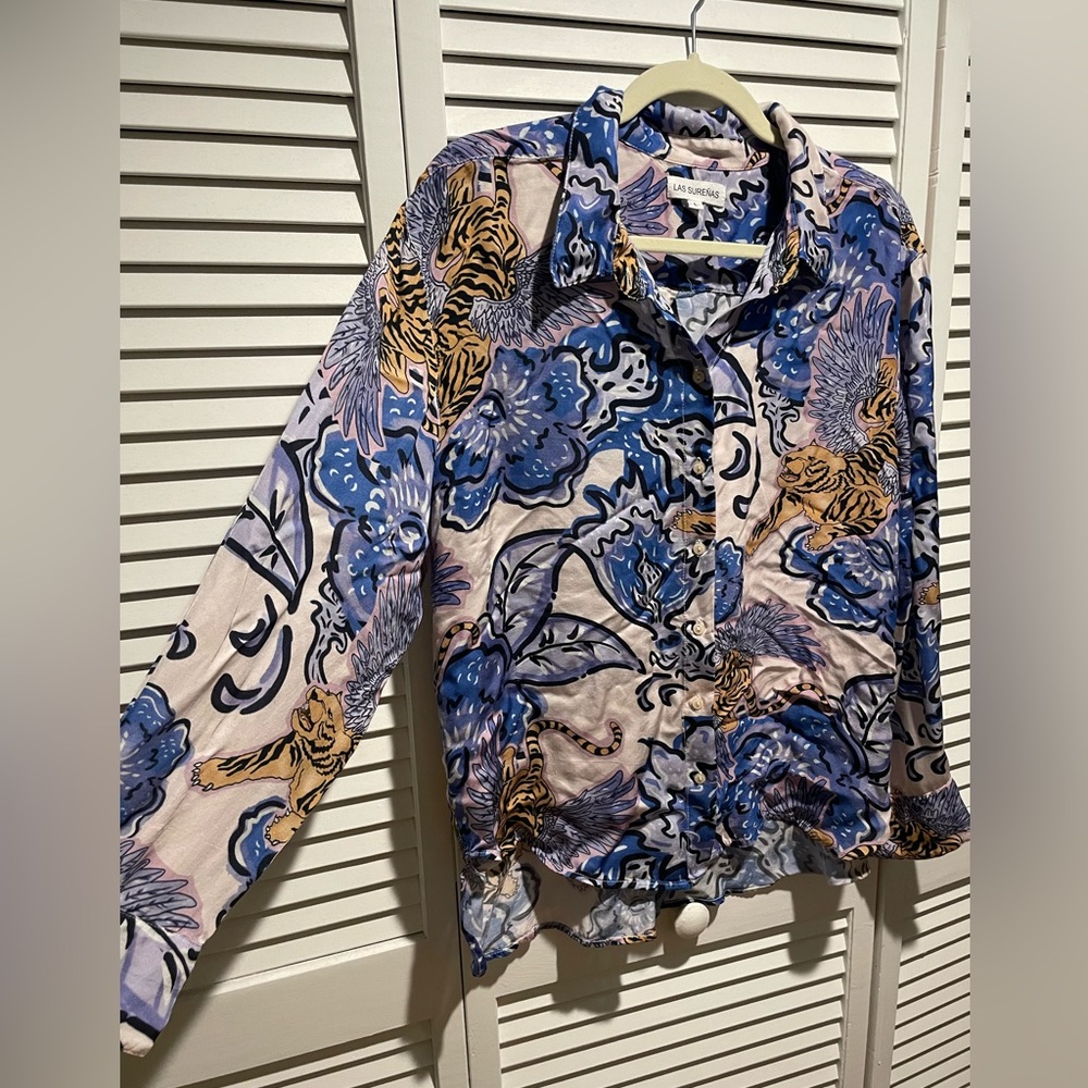 Blue tiger button down